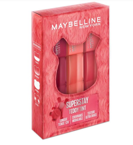 Coffret Maybelline Superstay Teddy Tint, 3 blushs à lèvres liquides longue tenue effet mat fondu, vegan, teintes Baby Tee, Petalcore, Wild at Heart – bon plan maquillage sur Amazon