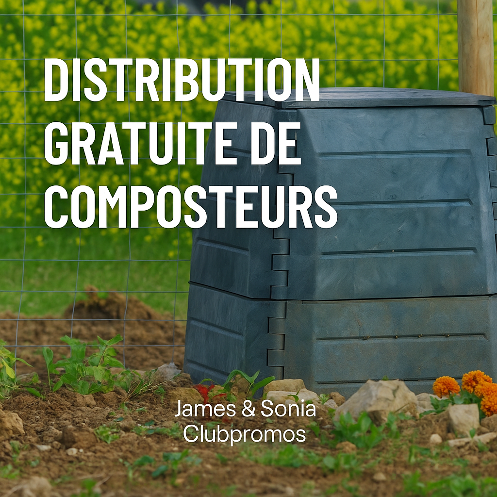 Distribution de composteurs en bois aux habitants devant la mairie de Fatines (Sarthe) lors d'une permanence écologique communale