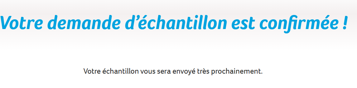 Confirmation de demande d’échantillon gratuit Lotus Sensitive – Inscription validée avec succès pour recevoir le papier toilette humide biodégradable, livraison gratuite en France métropolitaine