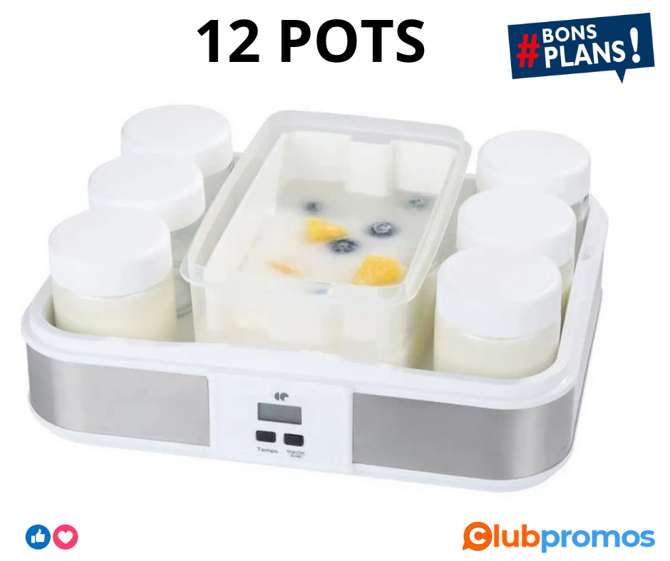 CONTINENTAL EDISON CEYA001B - Yaourtière 12 pots + 1 maxi bac - Blanc.png