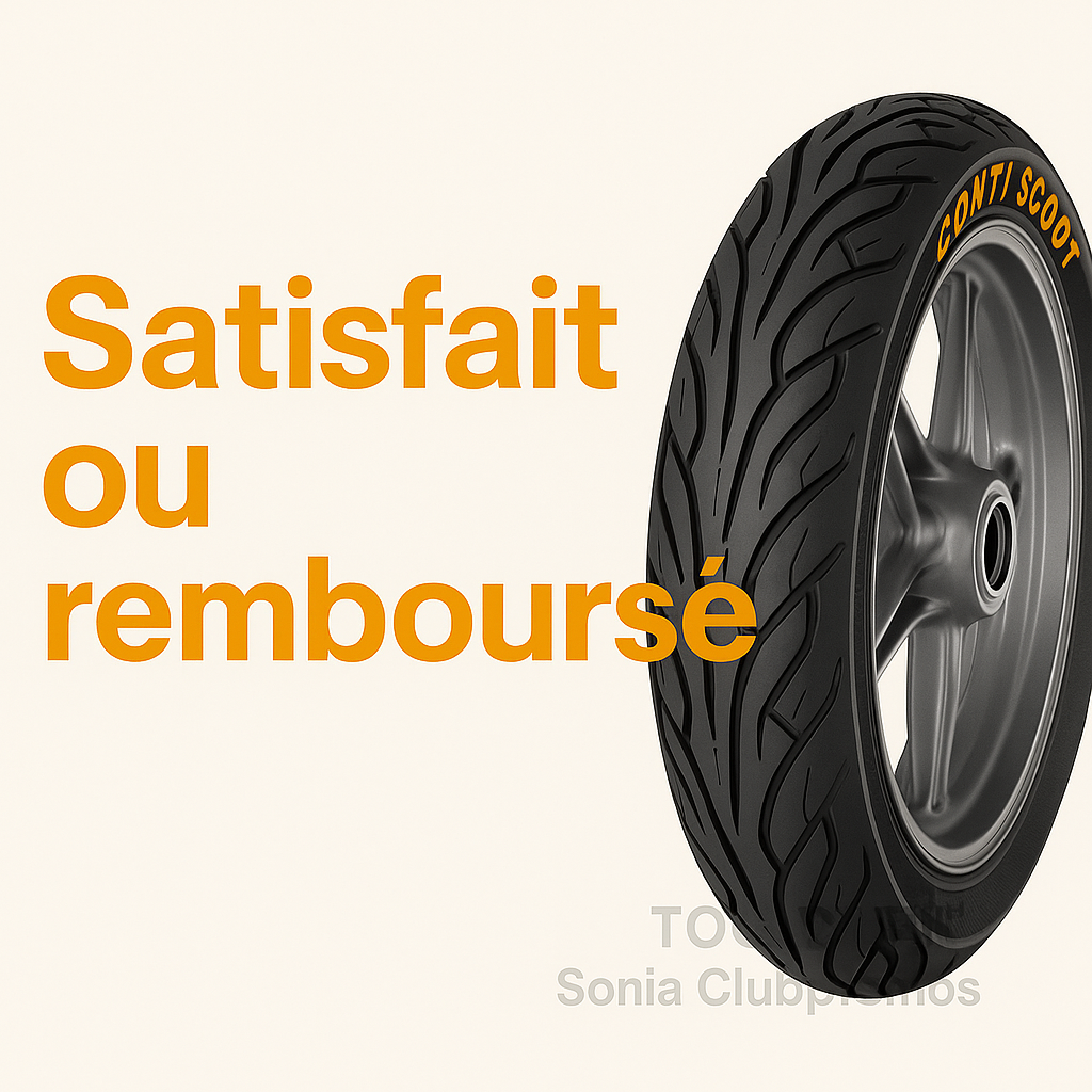  Offre pneu scooter Continental ContiScoot : test gratuit 3 mois satisfait ou remboursé, confort et sécurité sur sol mouillé 