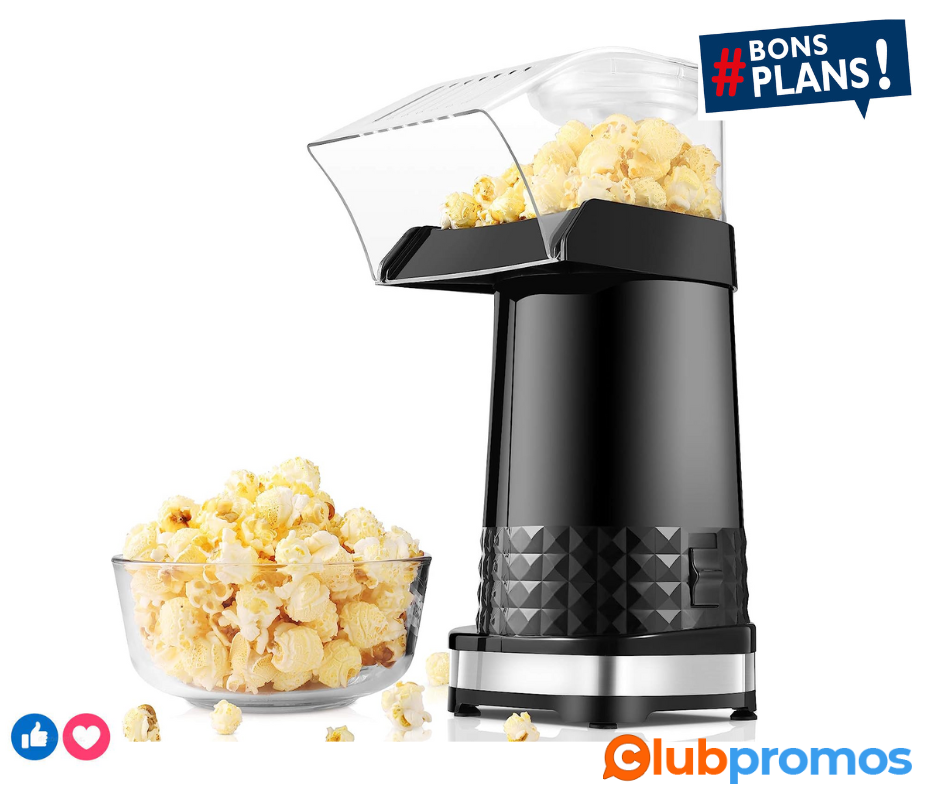 COOCHEER Machine à pop-corn à air chaud 1200 W pour la maison, design de calibre large avec ve...png