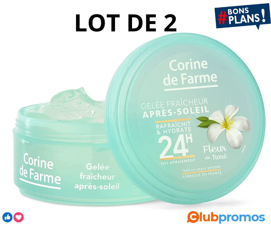 Corine de Farme, Gelée Fraîcheur À l’Aloé Vera, Soin Apaisant Après Soleil, Sans Parabène, Fab...png