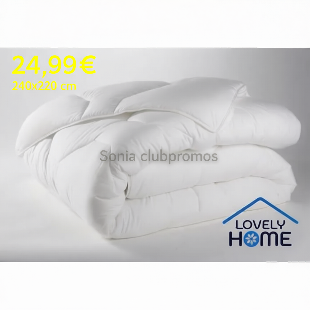  Couette LOVELY HOME anti-acariens, 350g/m², dimensions 220x240 cm, blanc, lavable en machine.