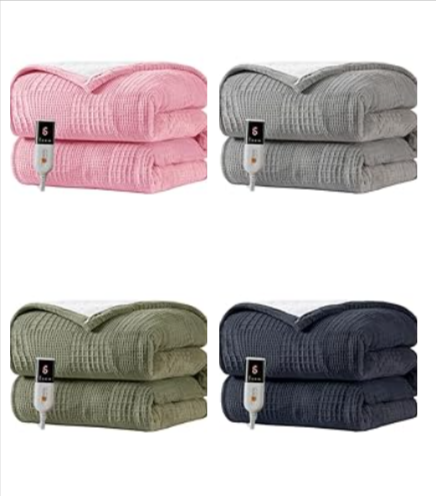 Couverture chauffante électrique Texciting 130 × 180 cm avec 9 niveaux de chaleur, arrêt automatique 10 heures et lavage en machine, bon plan Amazon