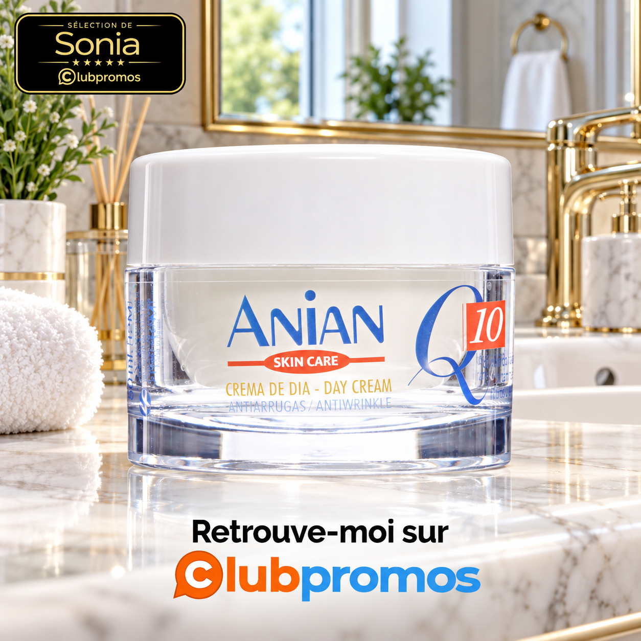 Crème de jour anti-rides Q10 en format 50 ml proposée à 2,55 € sur Amazon.