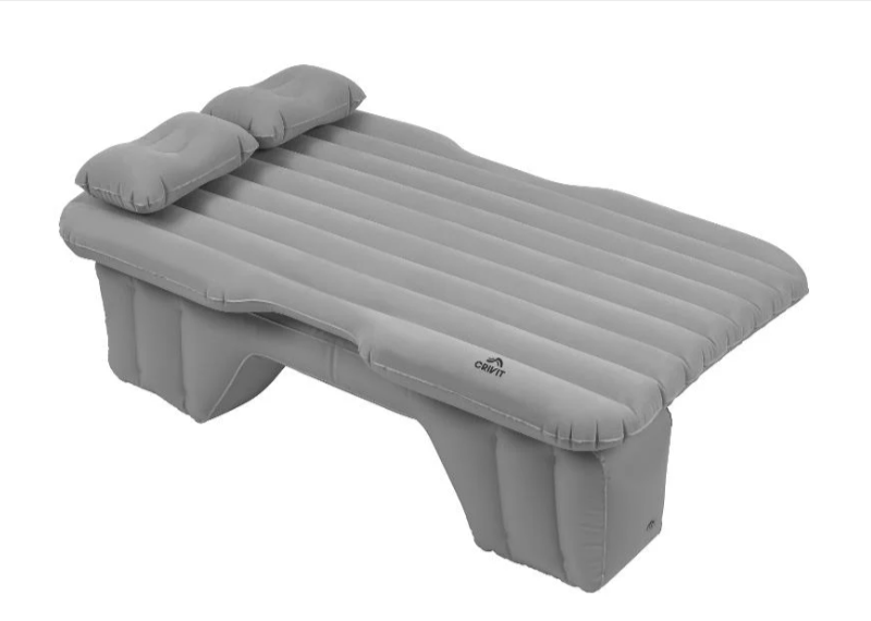 Matelas gonflable pour voiture CRIVIT avec oreillers et repose-pieds, gris, idéal pour voitures et SUV, promotion Lidl