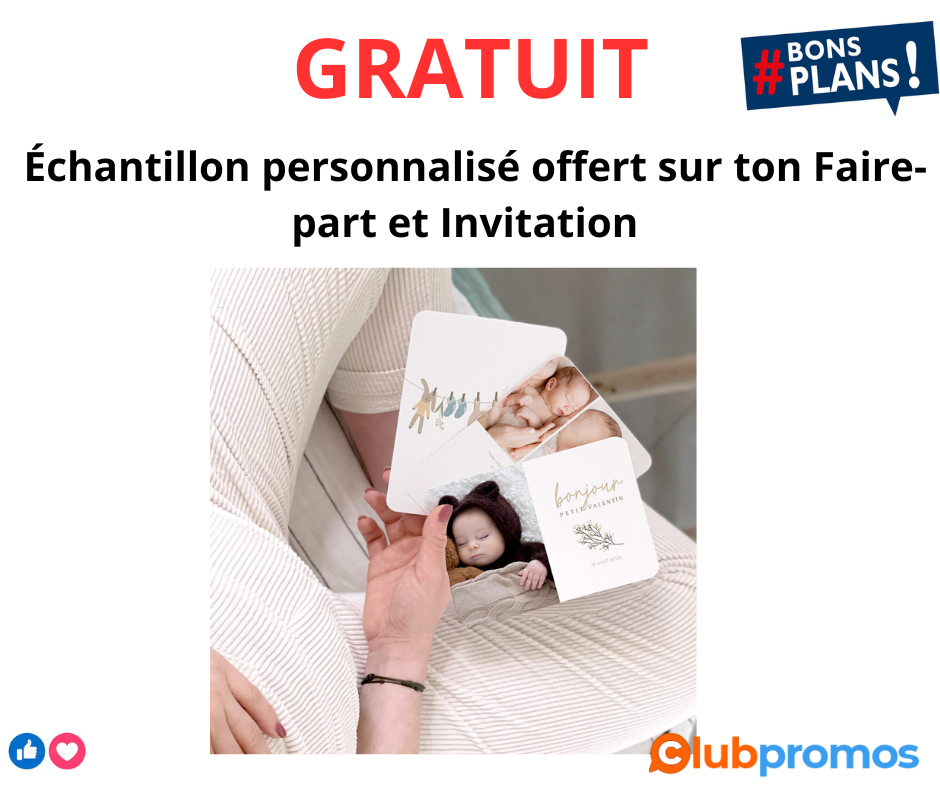 Découvre l'offre exclusive de Carteland Échantillon personnalisé offert sur ton Faire-part et ...png