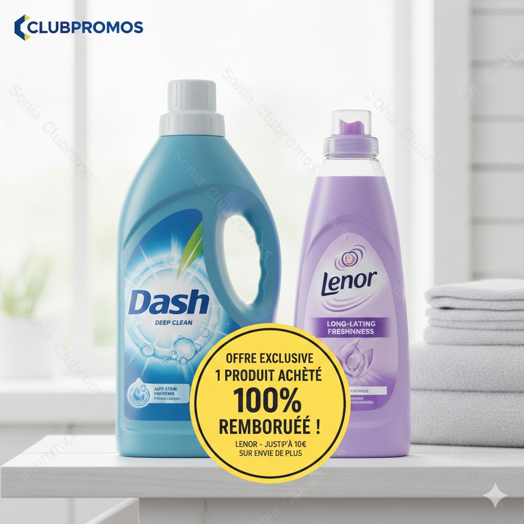  Offre Dash + Lenor - 100% remboursé jusqu'à 10€ sur Envie de Plus 2026