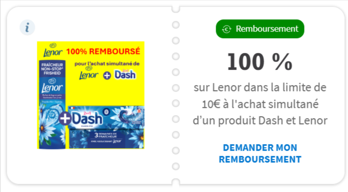 Offre Dash + Lenor - 100% remboursé jusqu'à 10€ sur Envie de Plus