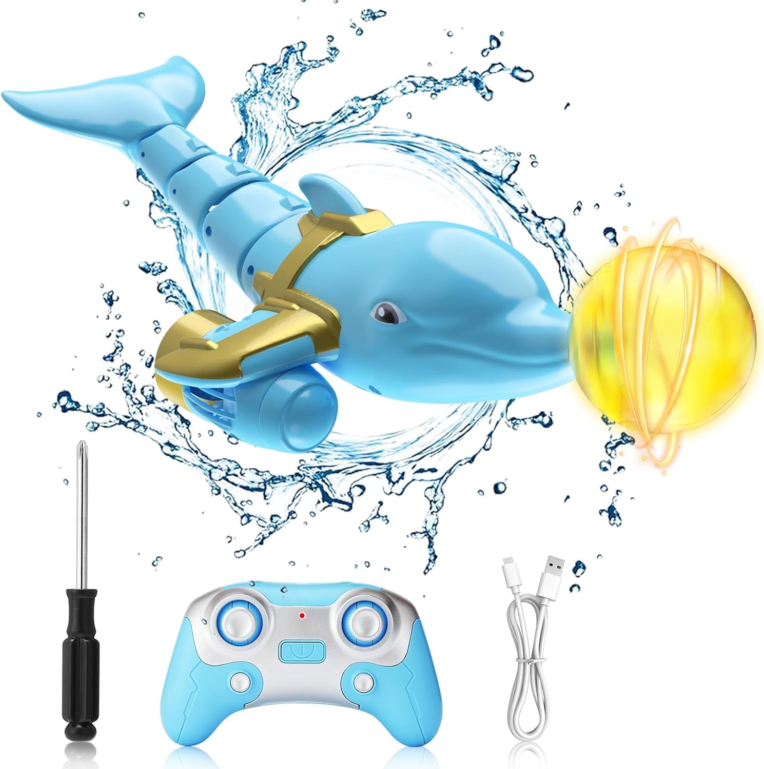 Jouet dauphin télécommandé Aceshop avec double hélice pour piscine et lac.