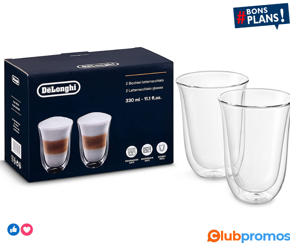 Delonghi 5513214611 Pack de 2 Verre à café latte isolé 330ml.png