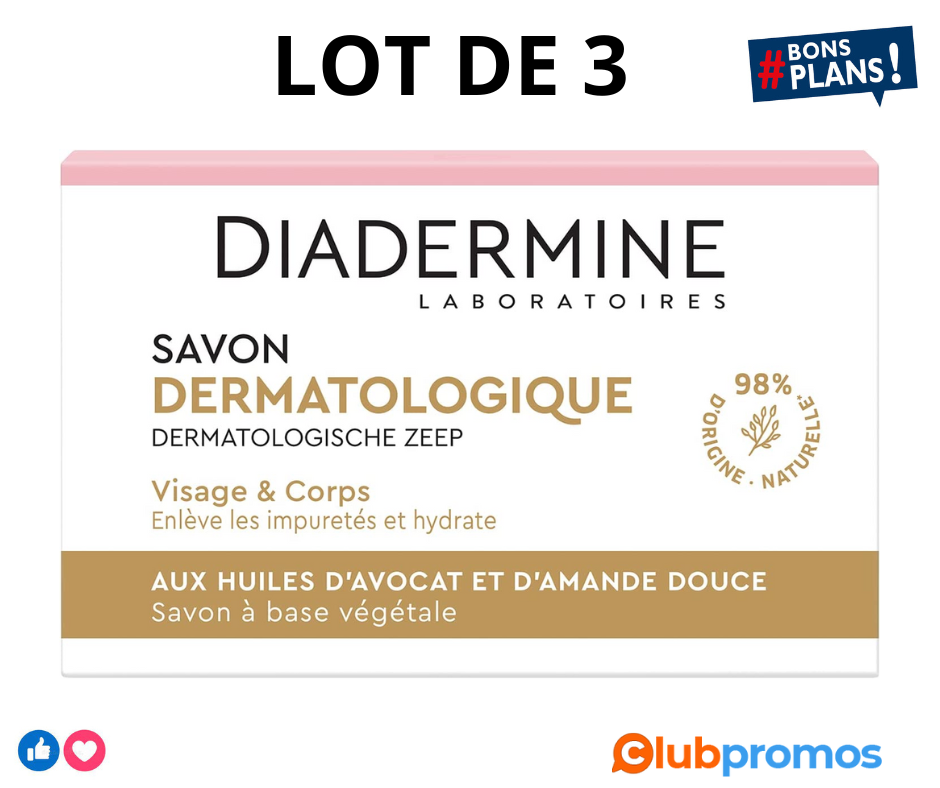 Diadermine - Savon dermatologique aux extraits hydratants d'amande douce et avocat - Visage et...png