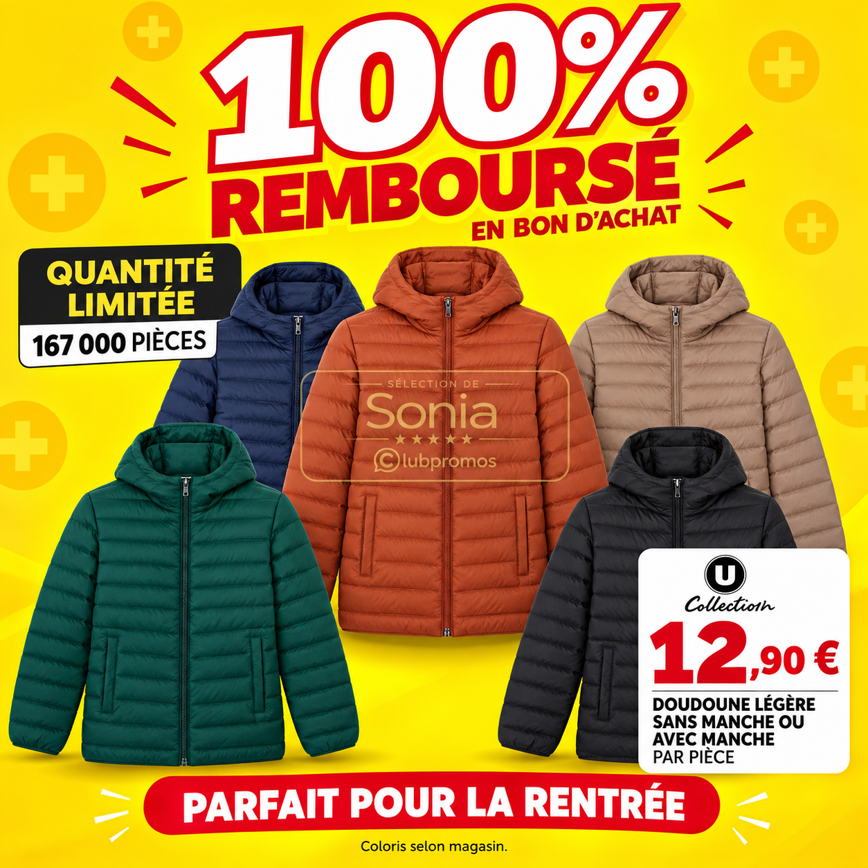 Photo de la Doudoune adulte à 12,90 € annoncée 100 % remboursée en bon d’achat chez Magasins U du 1er au 11 octobre 2026