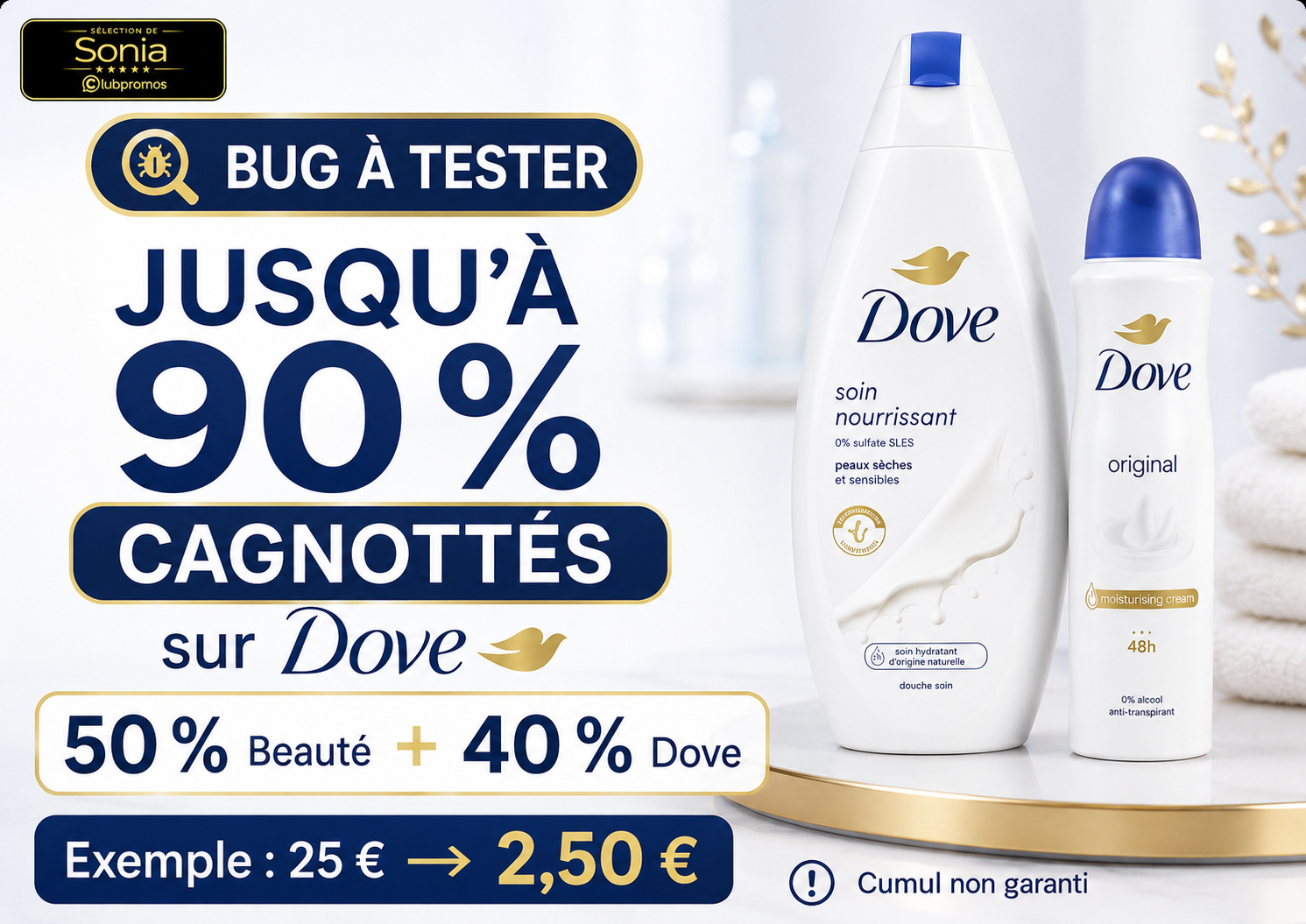 Bannière de l’optimisation MIR avec 4 flacons à 3,31 € garantis et potentiellement 0,31 € avec coupons