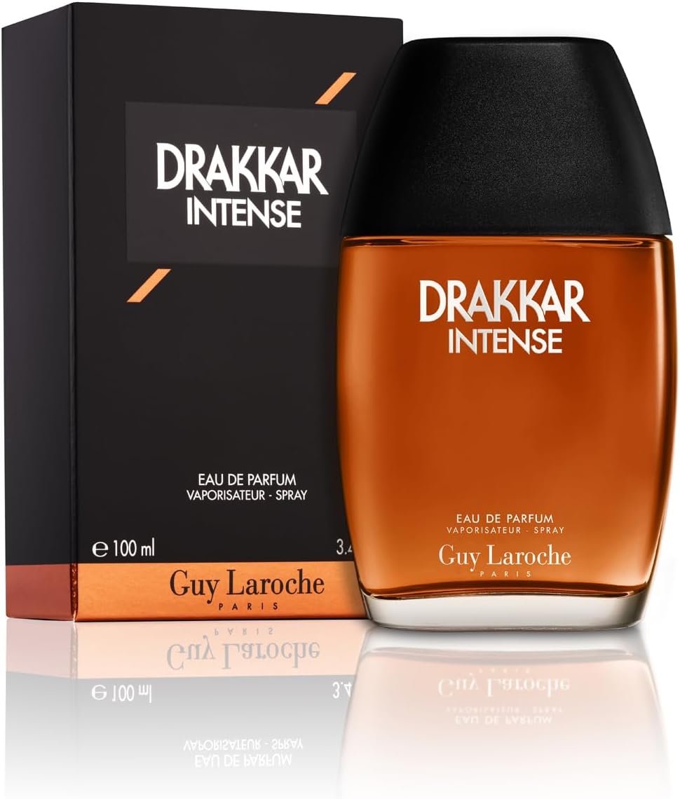 Drakkar Intense Guy Laroche – Eau de Parfum Homme 100 ml ambré, boisé et sensuel, notes de bergamote, daim et vanille, longue tenue et sillage puissant – Bon plan Amazon à prix réduit