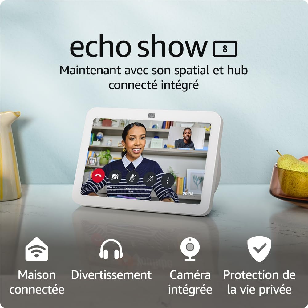  : Assistant vocal Echo Show 8 2023 avec écran HD, caméra 13MP, son spatial et hub domotique intégré – Alexa - bon plan amazon