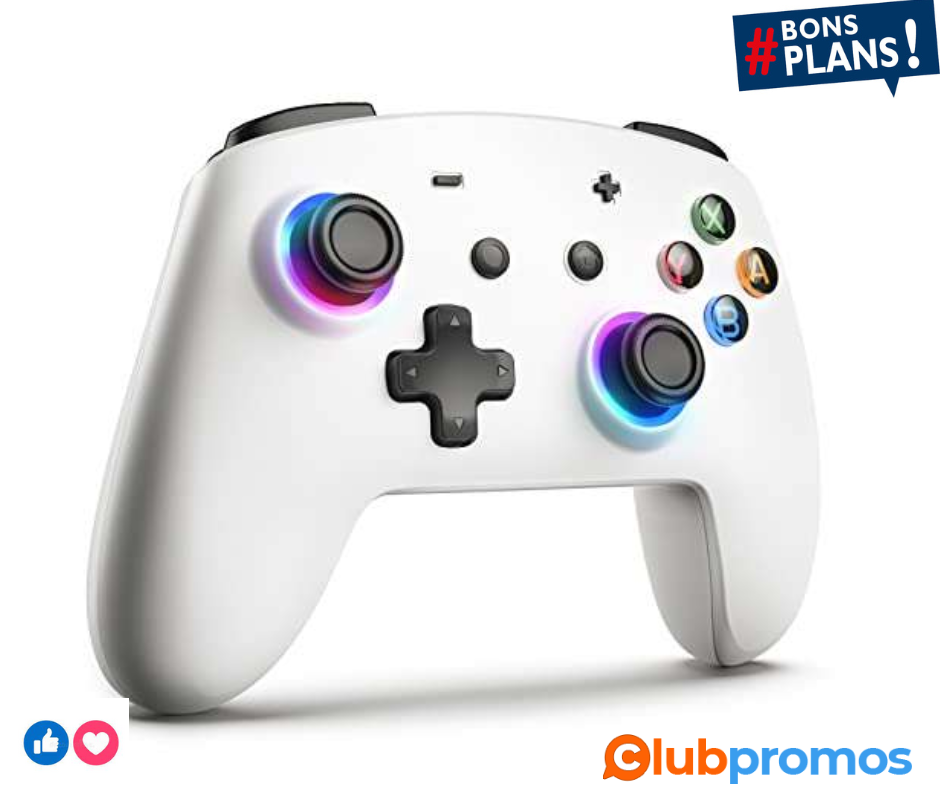 ECHTPower Manette Switch LED Blanc, Manettes Pro sans Fil Switch Controller pour Nintendo Swit...png