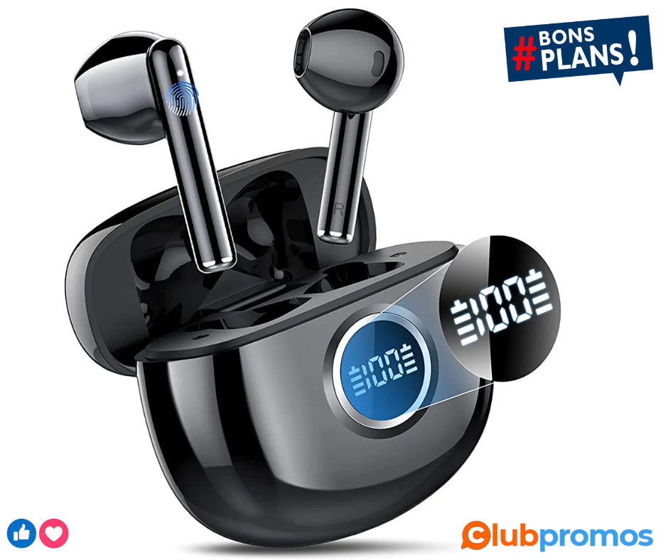 Ecouteurs Bluetooth sans Fil, 37H Récréation, Basses Profondes, Écouteurs sans Fil avec HD Mic...png