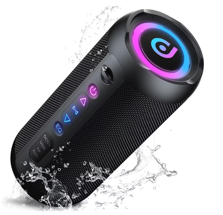Enceinte portable taopodo 30W avec basses puissantes, lumières LED RGB, 30h d’autonomie et étanchéité IPX7.
