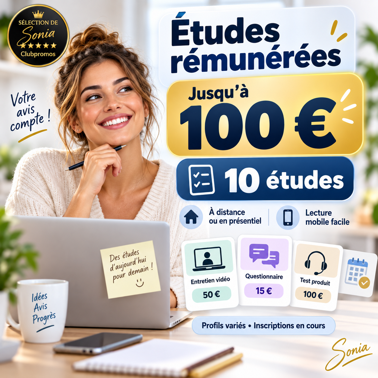 10 études consommateurs rémunérées jusqu’à 100 euros en septembre 2026