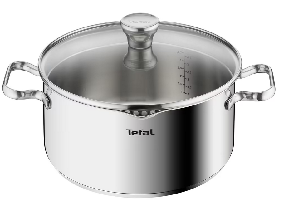  Faitout Tefal inox 24 cm avec couvercle filtrant, becs verseurs, base épaisse induction, en promo sur Amazon