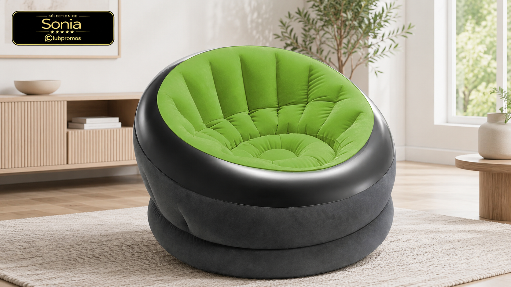 Fauteuil gonflable Intex Onyx avec assise arrondie, fond renforcé et chambre de lestage, proposé à 17,99 € au lieu de 29,82 € chez Amazon.