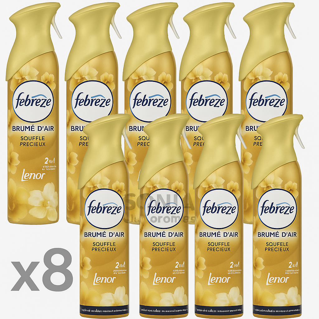 Bon plan Amazon Febreze – Lot de 8 sprays désodorisants d'intérieur Souffle Précieux à petit prix. Élimine les mauvaises odeurs, parfum floral doux et technologie OdourClear, livraison rapide Prime.