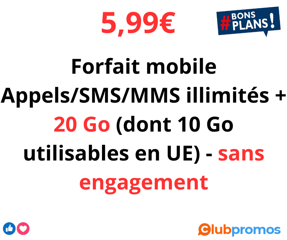 Forfait mobile Cdiscount Mobile AppelsSMSMMS illimités + 20 Go (dont 10 Go utilisables en UE) ...png
