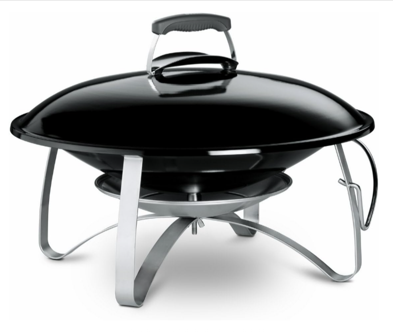  Foyer extérieur Weber 2750 en acier émaillé avec couvercle éteignoir, pare-chaleur et poignée thermo-résistante – idéal pour les soirées feu de camp en toute sécurité