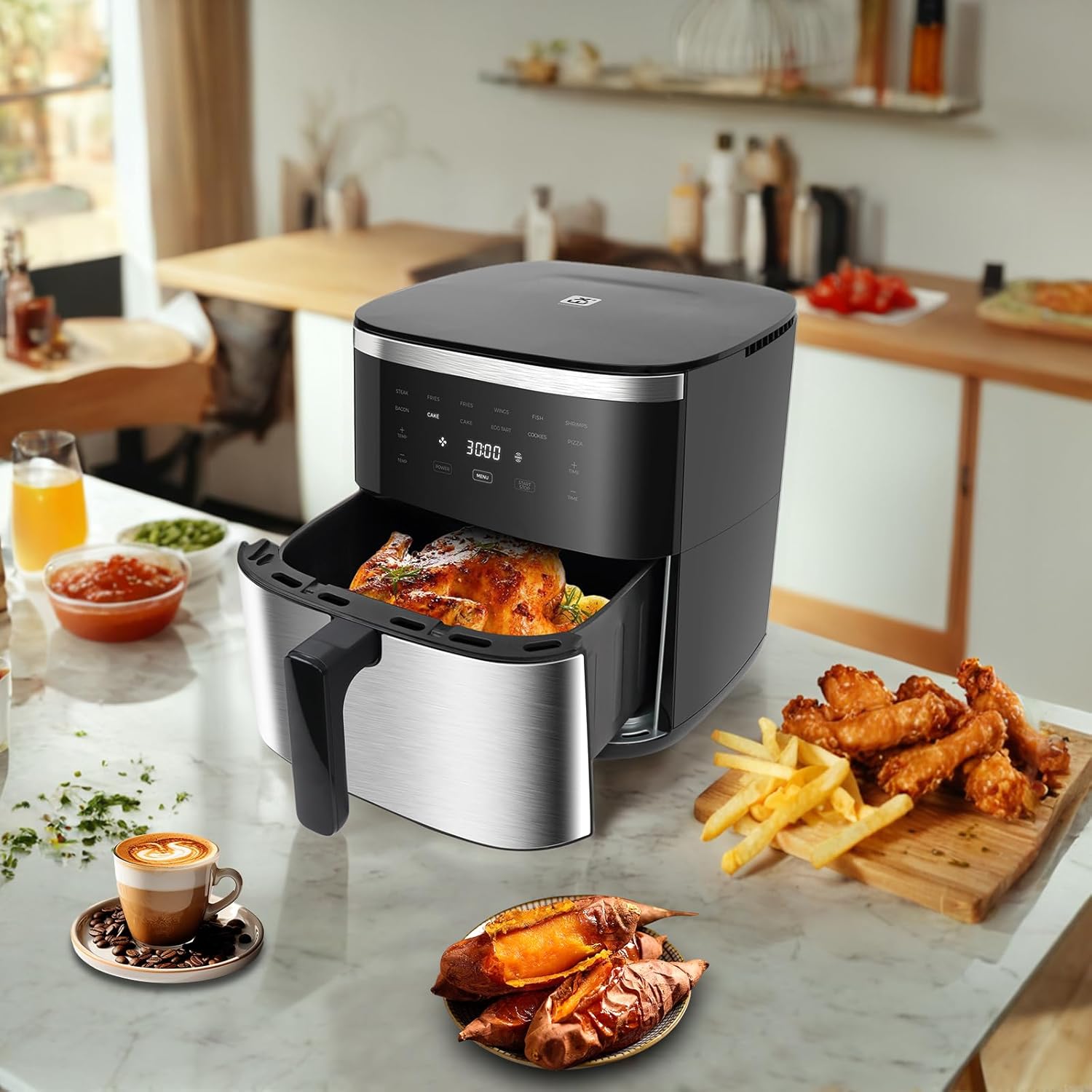  Friteuse à air XXL Extrastar 7L – sans huile – avec écran tactile, 8 programmes, fenêtre visible, cuisson saine – Promo 49,19€ sur Amazon avec coupon – Idéale pour famille et cuisine diététique