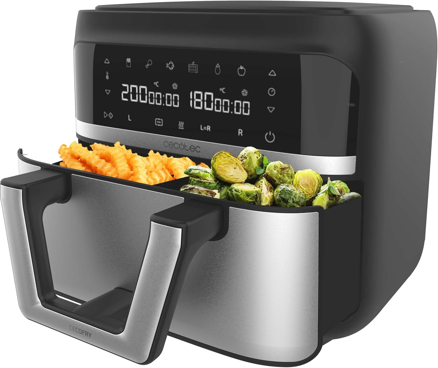 Friteuse à air chaud Cecotec Cecofry Dual 9000 – 9L séparable en 2 bacs, 2850W, cuisson saine sans huile, technologie PerfectCook, 6 modes tactiles – bon plan Amazon