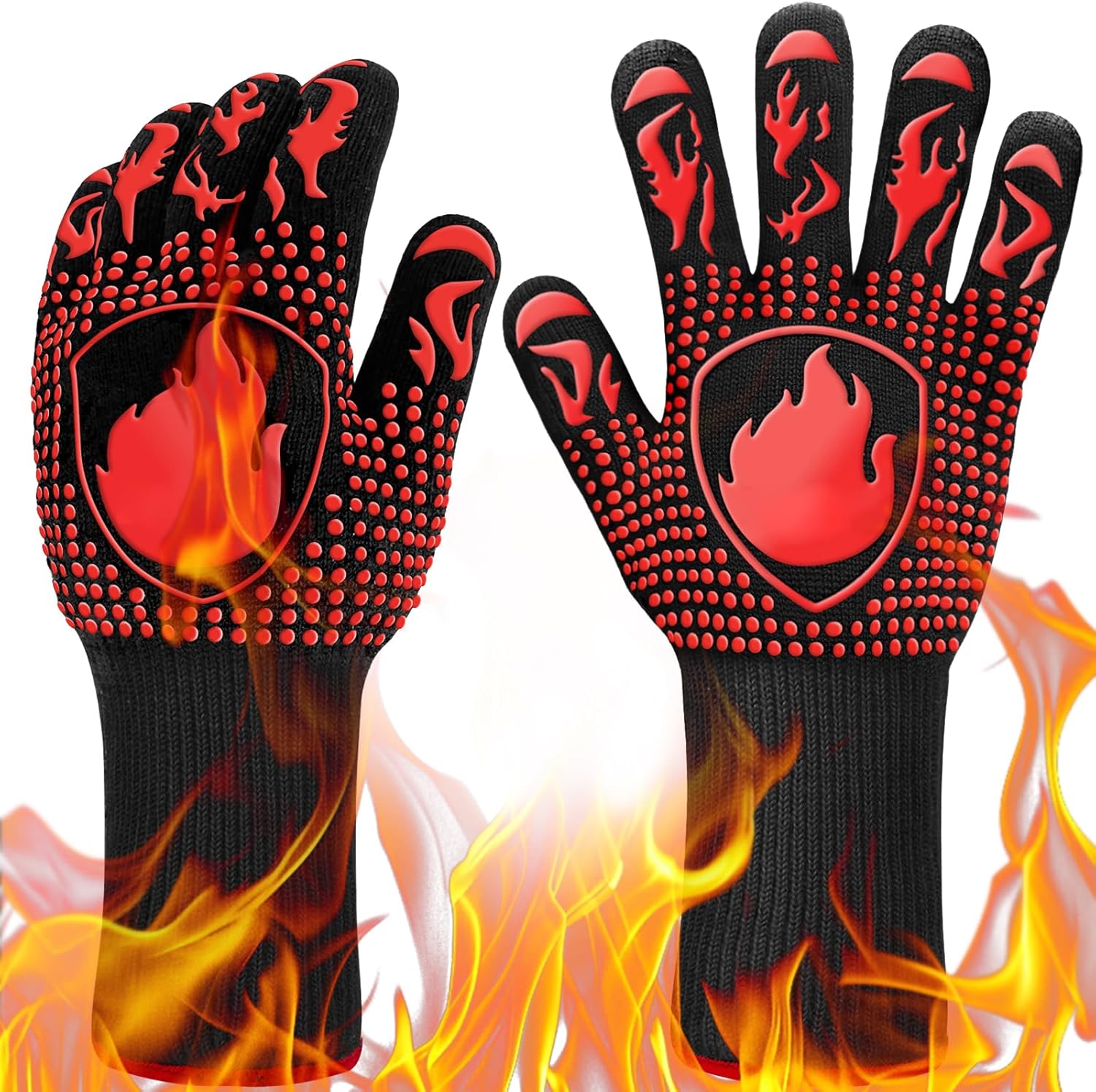  Gants de barbecue Primajor rouges résistants jusqu’à 800°C, en silicone et coton, anti chaleur certifiés EN407, parfaits pour four, cuisson, grill et cheminée – bon plan Amazon à 8,99€
