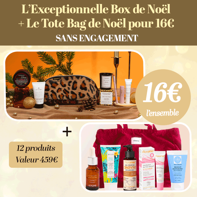 Offre Glowria Boutique de Noël : Trousse Léopard “Christmas in the Wild” et Tote Bag de Noël avec 12 produits beauté d’une valeur de 459€ pour 16€ sans engagement, bon plan box beauté idéal pour cadeaux de Noël.