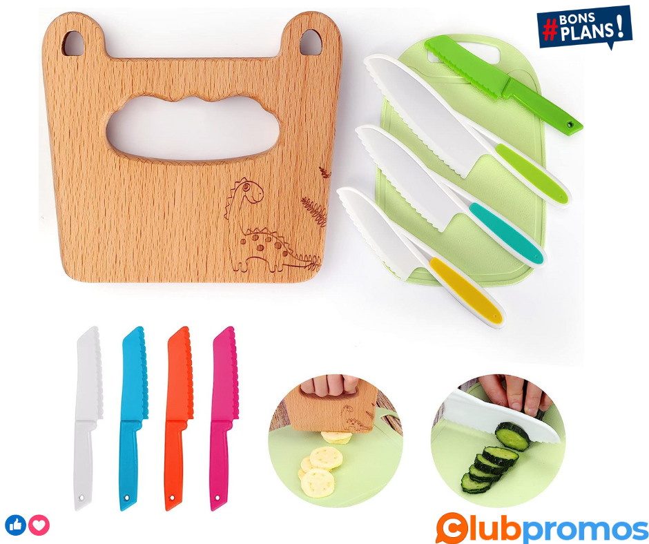 Goodchef Lot de 10 couteaux de cuisine pour enfant - Pour couper et cuire des fruits ou légume...png