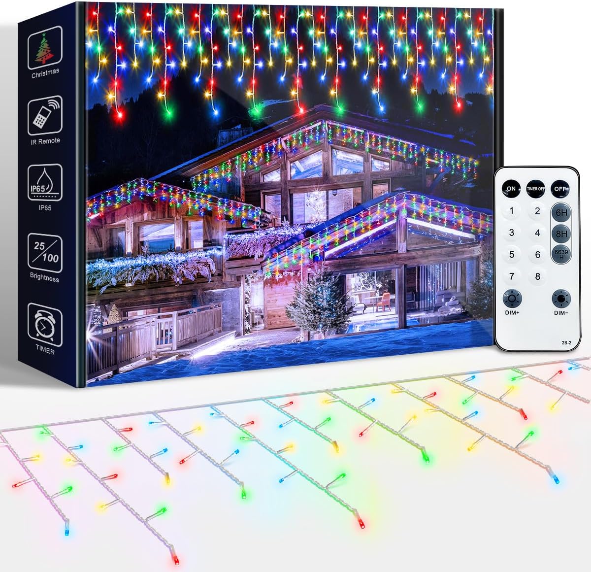 guirlande lumineuse rideau ARKOCHIC 10 m 320 LED multicolores IP65 8 modes pour fenêtre balcon et décoration Noël extérieur intérieur bon plan Amazon à petit prix