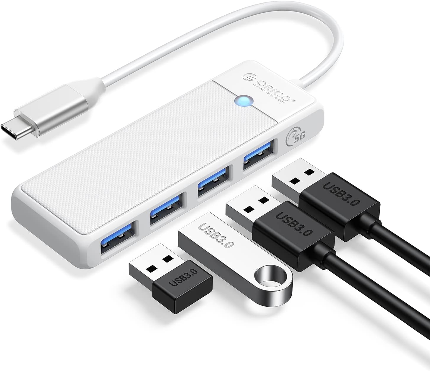 Hub USB ORICO C Multiport 4 ports, transfert rapide de données, compatible avec laptop, PS4, disques durs externes