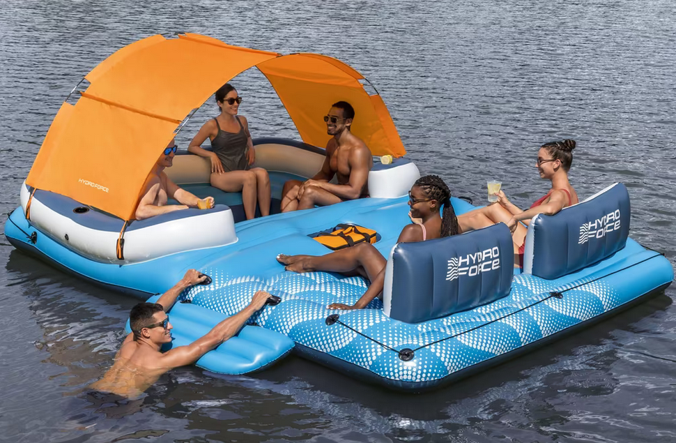  Île gonflable Bestway Tropical Breeze 6 Personnes, île gonflable pour piscine et plage, parasol amovible et sac réfrigérant
