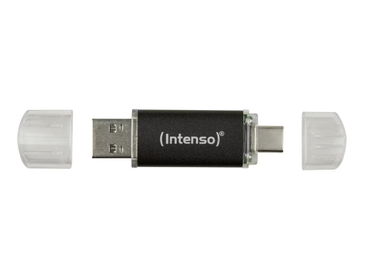 Clé USB Intenso Twist Line Type-C 128 Go, USB 3.2 Gen 1, double connecteur USB-C et USB-A, coque pivotante, jusqu’à 70 Mo/s, idéale transferts multi-appareils