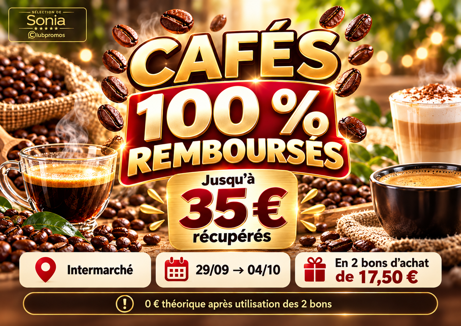Offre Intermarché sur les cafés du 29 septembre au 4 octobre avec jusqu’à 35 euros récupérés en deux bons d’achat