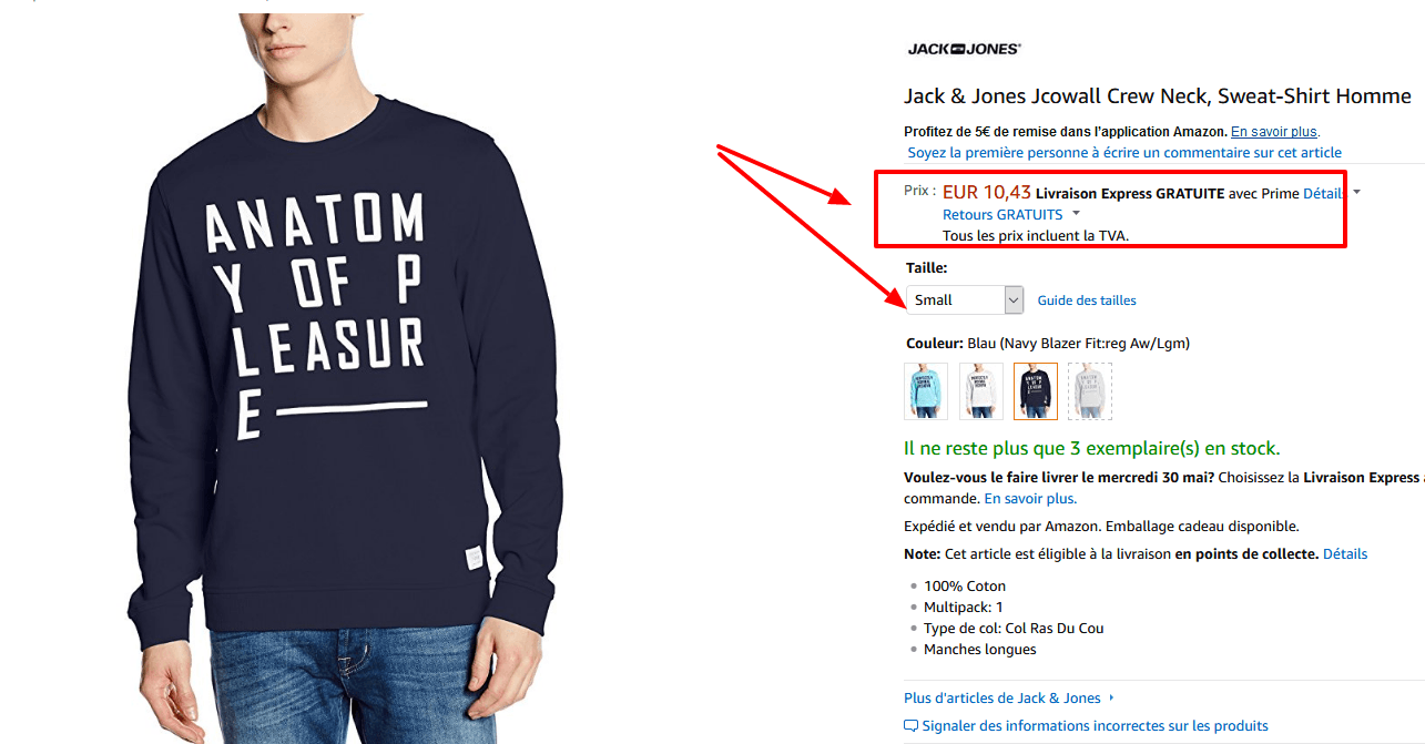 Jack   Jones Jcowall Crew Neck  Sweat Shirt Homme  Amazon.fr  Vêtements et accessoires.png