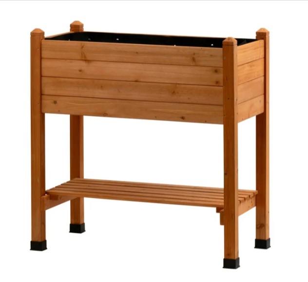 ardinière en bois surélevée dobar 50 litres, idéale pour balcon et terrasse, avec protection contre l'humidité.