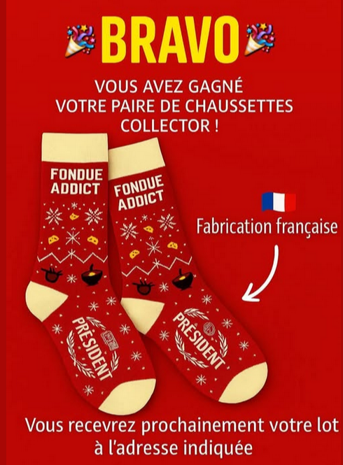 Jeu Président : tentez de gagner une paire de chaussettes gratuite et recevez un bon d'achat si vous perdez. Offre valable sur le site Président.