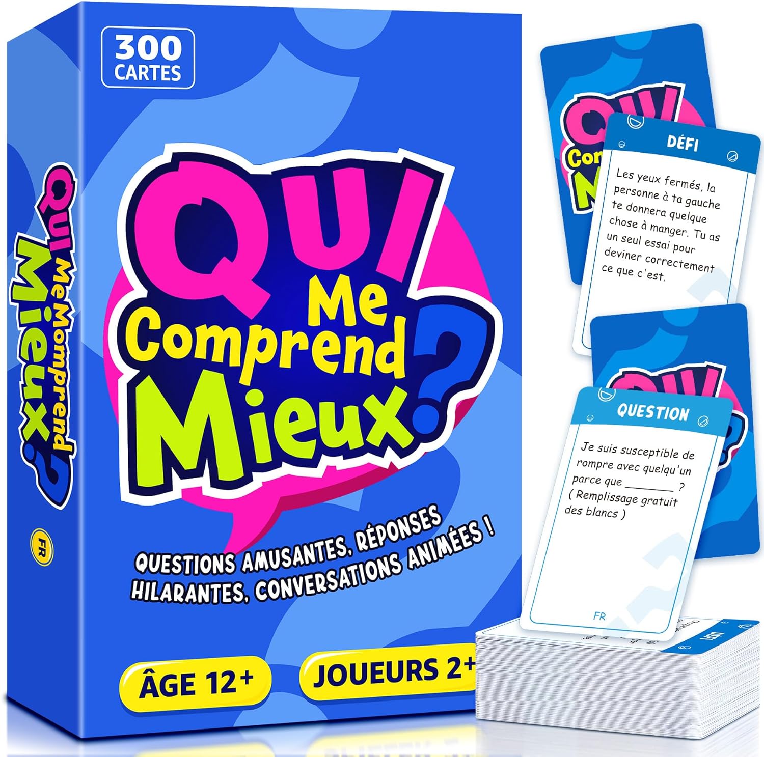  Jeu de société Qui Me Comprend Mieux – 300 cartes quiz et défis pour adultes, ados et familles, idéal pour soirées et cadeaux – bon plan Amazon