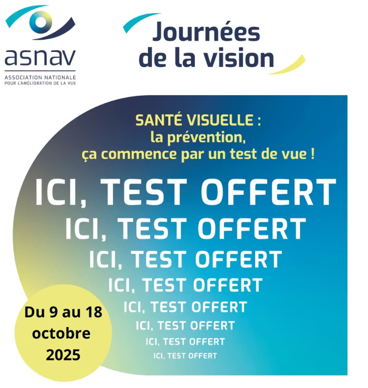 Journée mondiale de la vue 2025 – test de vue gratuit chez les opticiens partenaires AsnaV sur cmavue.org – prévention visuelle et santé des yeux en France