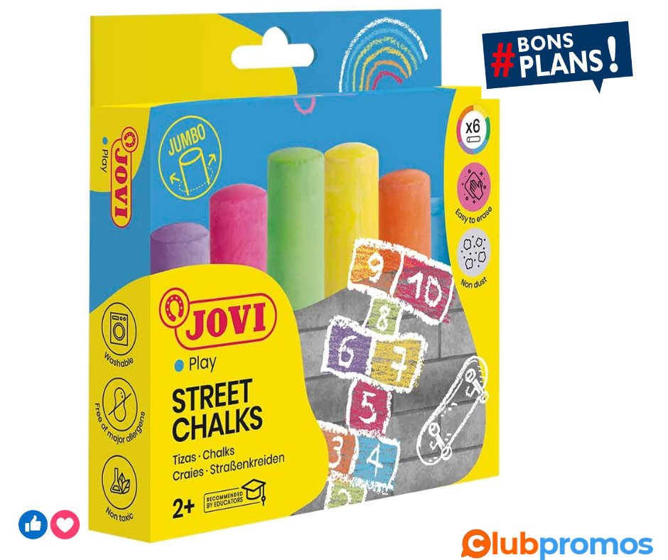Jovi- Classcolor Boîte de 6 craies Super épaisses pour Sol, 1030, Assorti, 6 Unité (Lot de 1).png