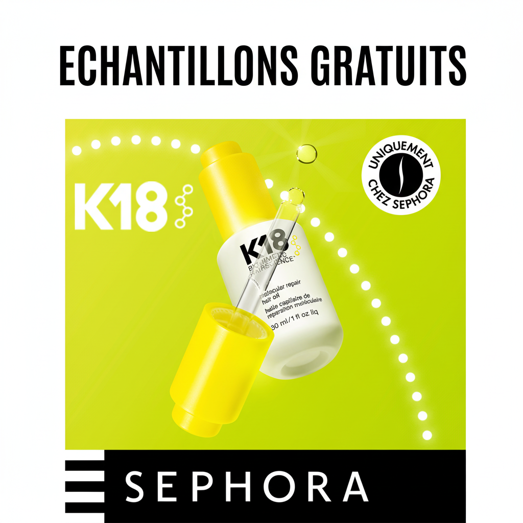Huile capillaire K18 Molecular Repair Hair Oil – soin biotechnologique pour lisser et réparer les cheveux abîmés – bon plan échantillon gratuit Sephora