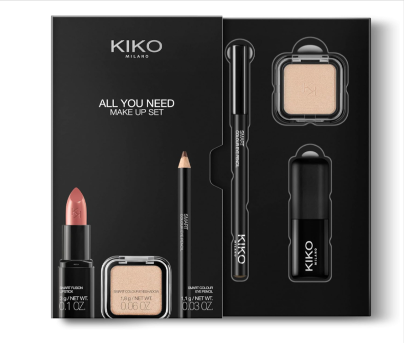 Coffret KIKO Milano All You Need Make Up Set – rouge à lèvres 405, ombre à paupières 02, crayon yeux 04 – maquillage complet, texture soyeuse, fini lumineux – coffret cadeau Amazon.