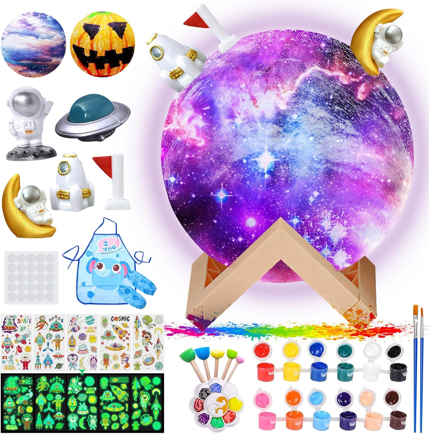 Kit peinture enfant lampe Lune veilleuse 3D – DIY à personnaliser, activité manuelle créative 3 à 12 ans, bon plan Amazon jouet éducatif