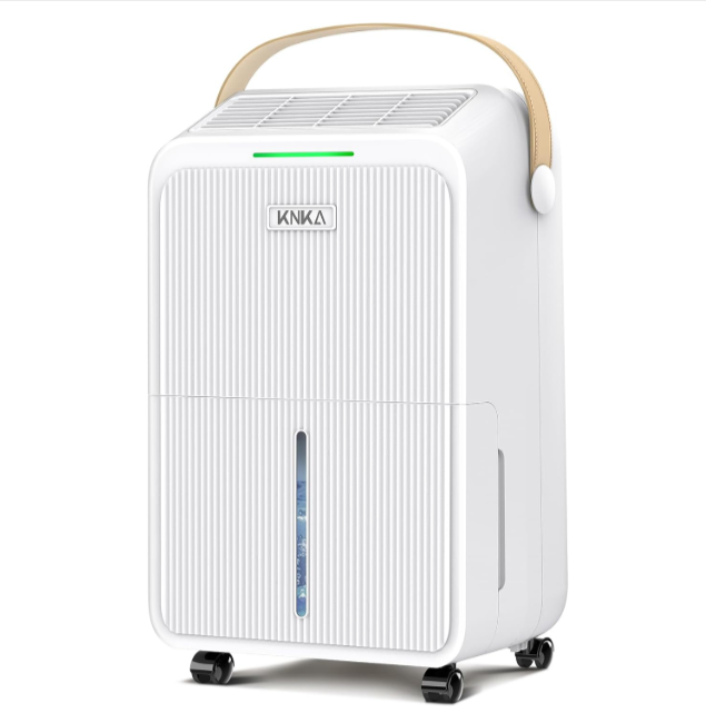 Déshumidificateur KNKA 16 L/J silencieux avec 4 modes, réservoir amovible et protection anti-débordement pour appartement, cave et salon – efficace contre l’humidité.